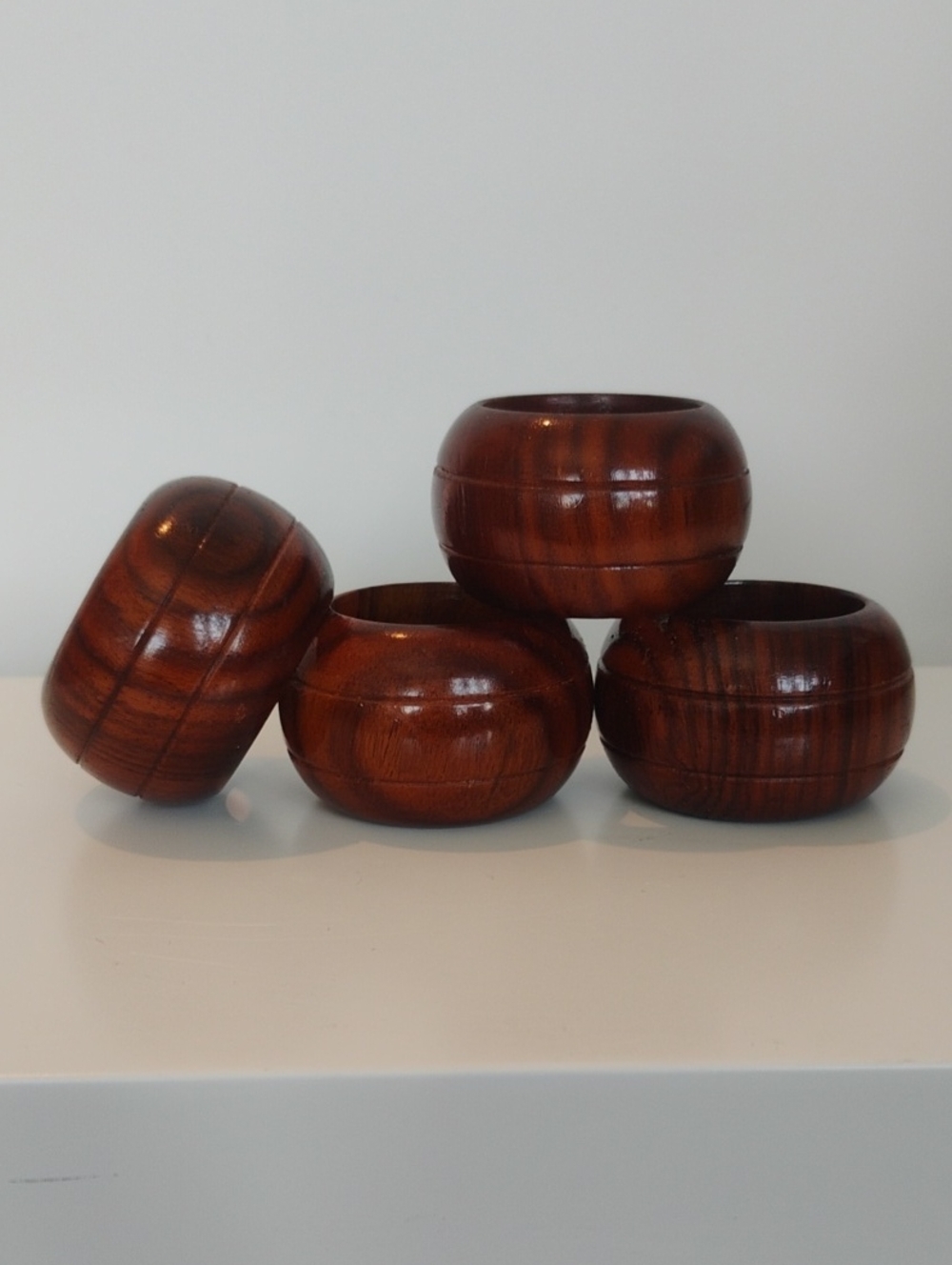 Vaishali International MCM Solid Walnut Napkin Rings Set Of 4